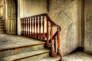 Wooden stairway in an old home